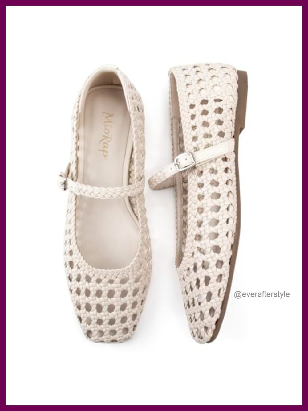 Woven Ballet Flats Square Toe Mesh Mary Jane Adjustable Strap Comfortable
